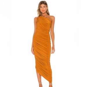 Elegant One-Shoulder Orange Dress